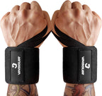 VINSGUIR 21'' Elastic Wrist Wraps for Weightlifting and Working Out(USPA Approved), Breathable Gym Wrist Sraps for Weightlifting with Thumb Loop and Left/Right Tabs, Wrist Brace for Wrist Support and Protection, Men and Women (Pair)
