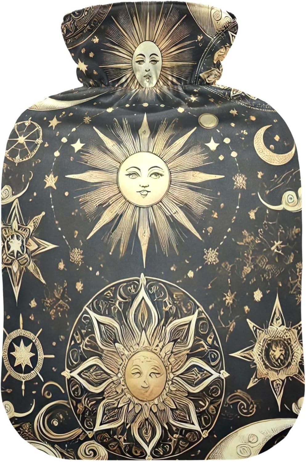 Sun Moon and Stars Hot Water Bottle Water Heating Pad Hot Water Bag for Neck, Shoulder and Menstrual Cramps, 2L