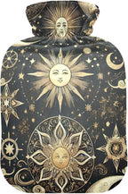 Sun Moon and Stars Hot Water Bottle Water Heating Pad Hot Water Bag for Neck, Shoulder and Menstrual Cramps, 2L