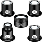 5 Pcs Jewelers Loupe Portable Monocular Magnifier Magnifying Glass Eye Loops Magnifier with 30 x 36 mm Lens Watch Jewelry Experimental Repair Tool for Textile Optical Circuit Coins (5X 10X 15X 20X)