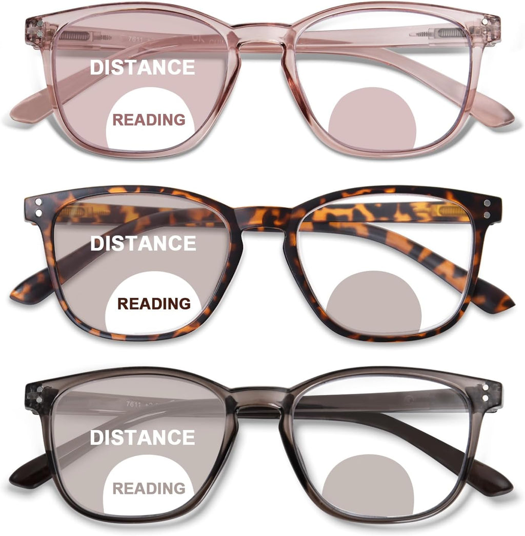 Bifocal Reading Glasses for Women Blue Light Blocking Clear Top Bifocal Computer Readers with Spring Hinges