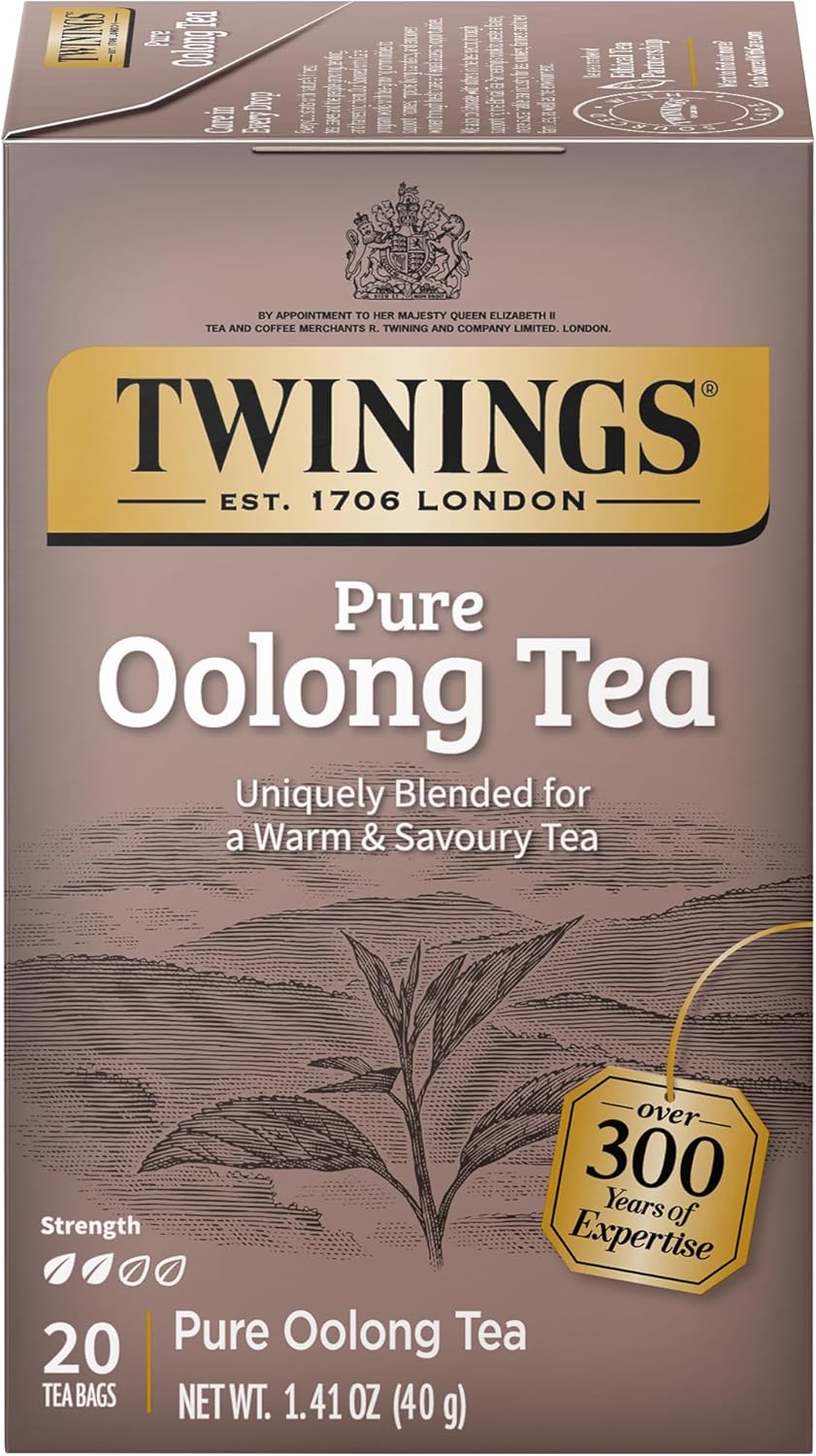 Twinings Pure Oolong Tea – Golden Caffeinated Tea, Individually Wrapped Tea Bags, 20 Count