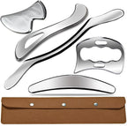 Professional Muscle Scraper Stainless Steel Gua Sha Massage Tool Set, 5-Piece with Case, Physical Therapy and Soft Tissue Mobilization Tool