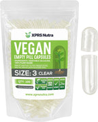 XPRS Nutra Size 3 Empty Capsules - 100 Count Clear Empty Vegan Capsules - Vegetarian Pills - DIY Vegetable Capsule Filling - Veggie Pill Caps