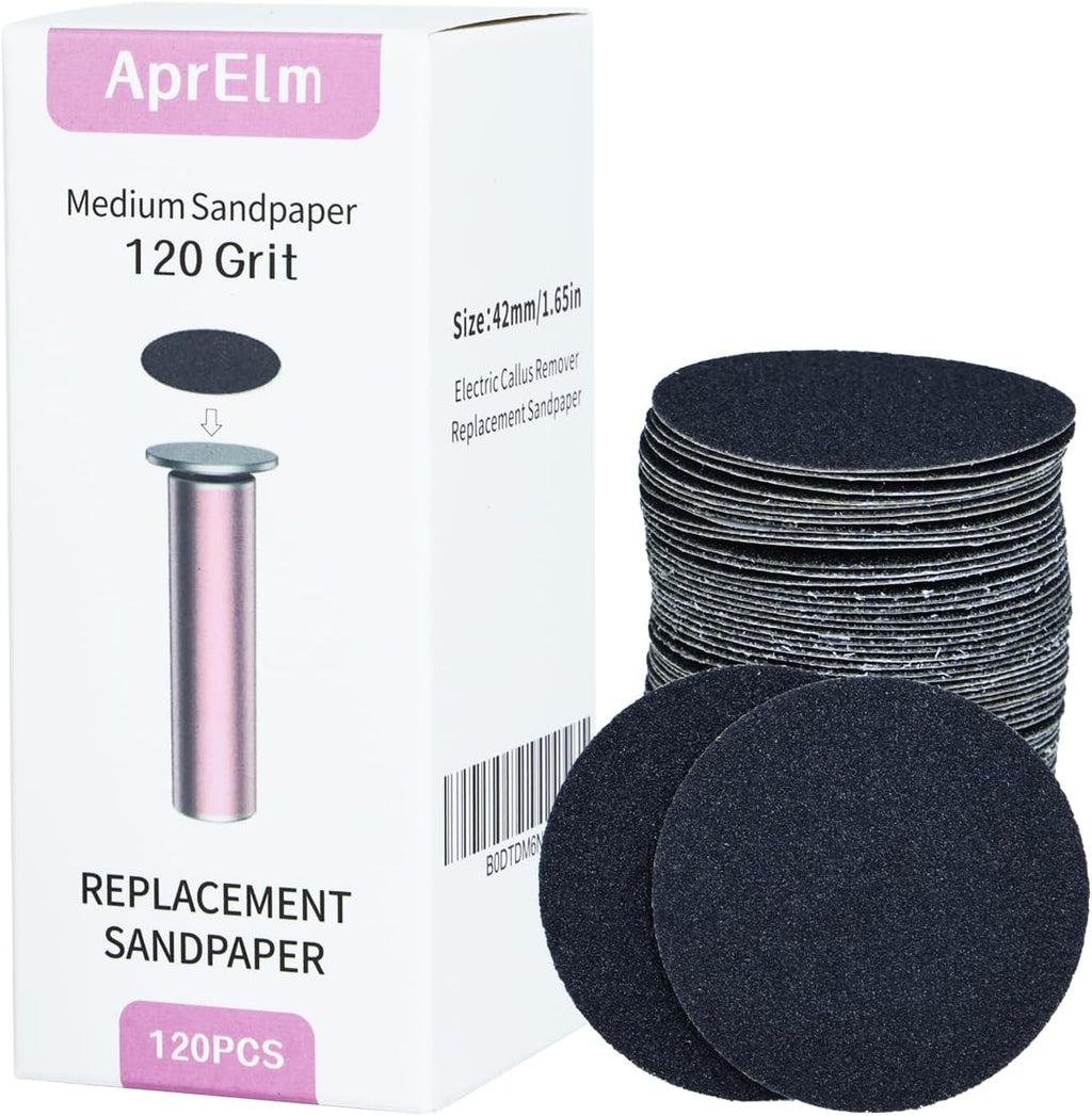 120pcs Replaceable Sandpaper for Electric Foot Callus Remover, Medium 120 Grit Electric Foot File Replacement Pads (Medium 120 Grit)