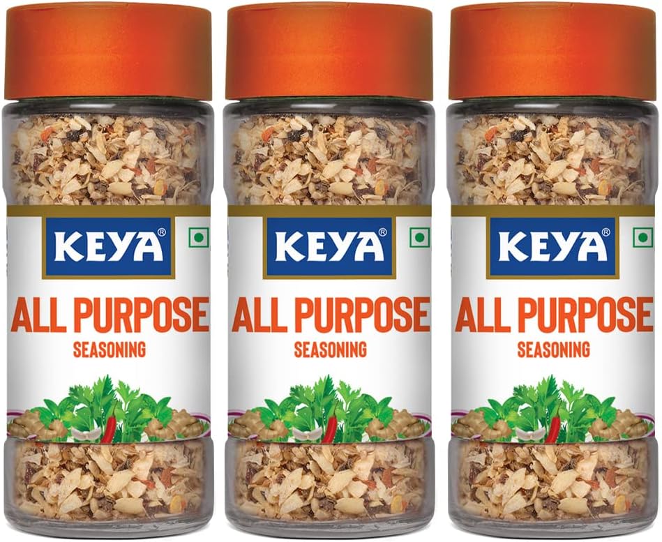 Keya All Purpose Seasoning 60g Natural Healthy Spice Blend for Pizza, Pasta Glass Bottle Premium Herbs and Spices I No Preservatives Pack of 3