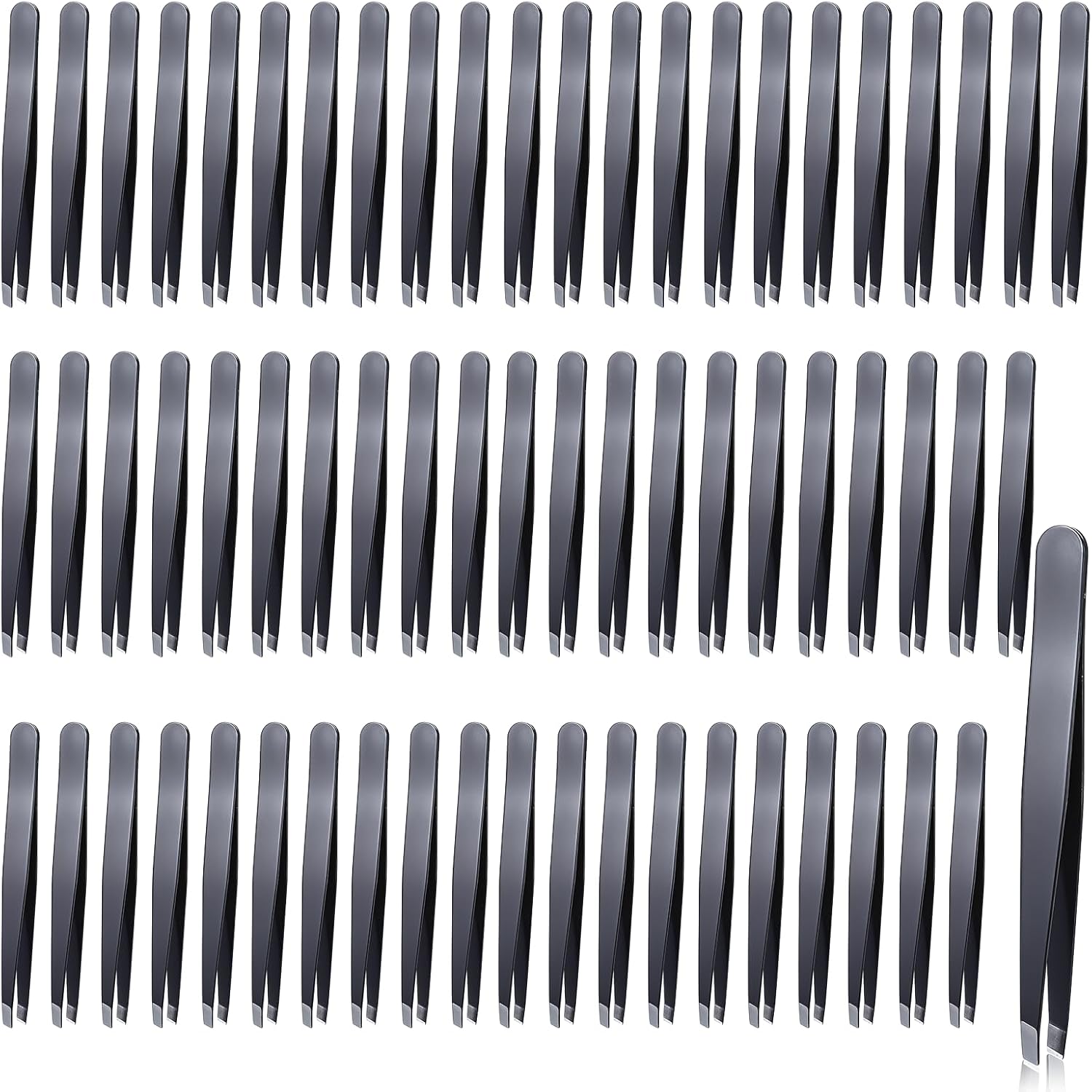 64Pcs Slanted Lash Tweezer for Women Men, Professional Stainless Steel Tweezers High Precision Tweezers Bulk for Ingrown Hair Removal Eyelash Extension Plucking Blackhead