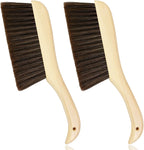 2 Pieces Woooden Hand Broom Dust Brush with Wood Handle Whisk Broom Soft Bristle Brush Home Cleaning Brush for Counter Bed Sofa Car Fireplace Clothes Household Cleaning(Brown)