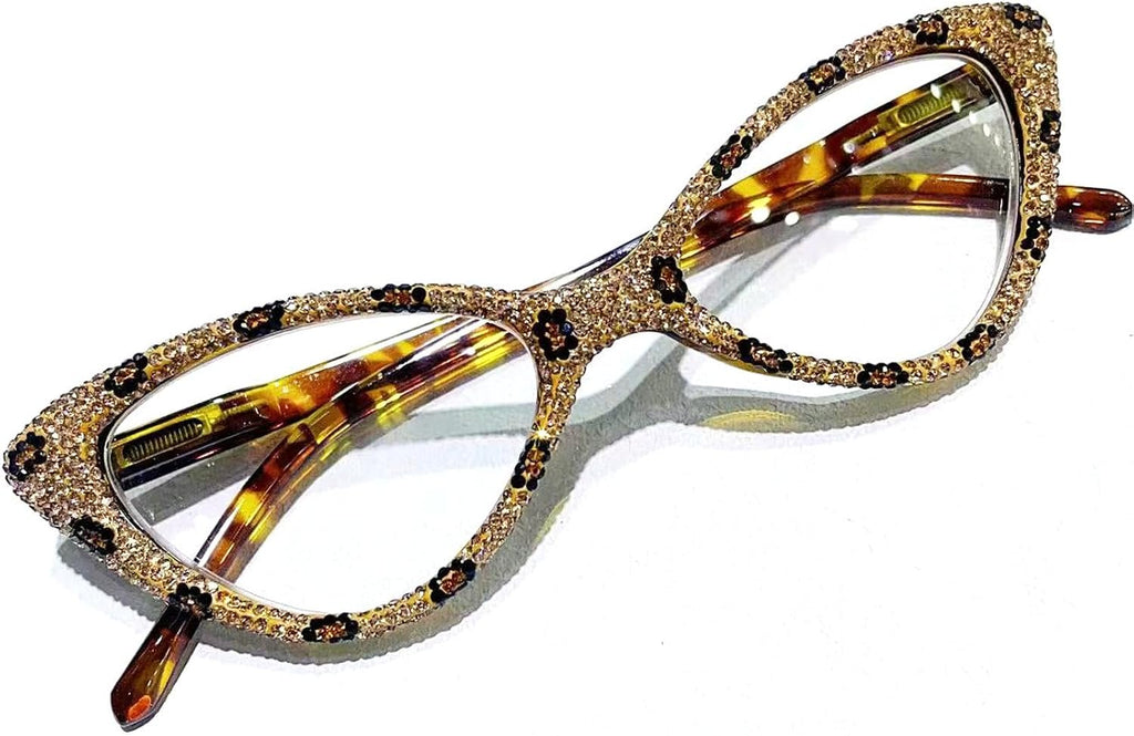 Cat Eye Crystal Rhinestone Reading Glasses for Women Sparkling Eyewear Frames Female Trendy bling Diamond Reader