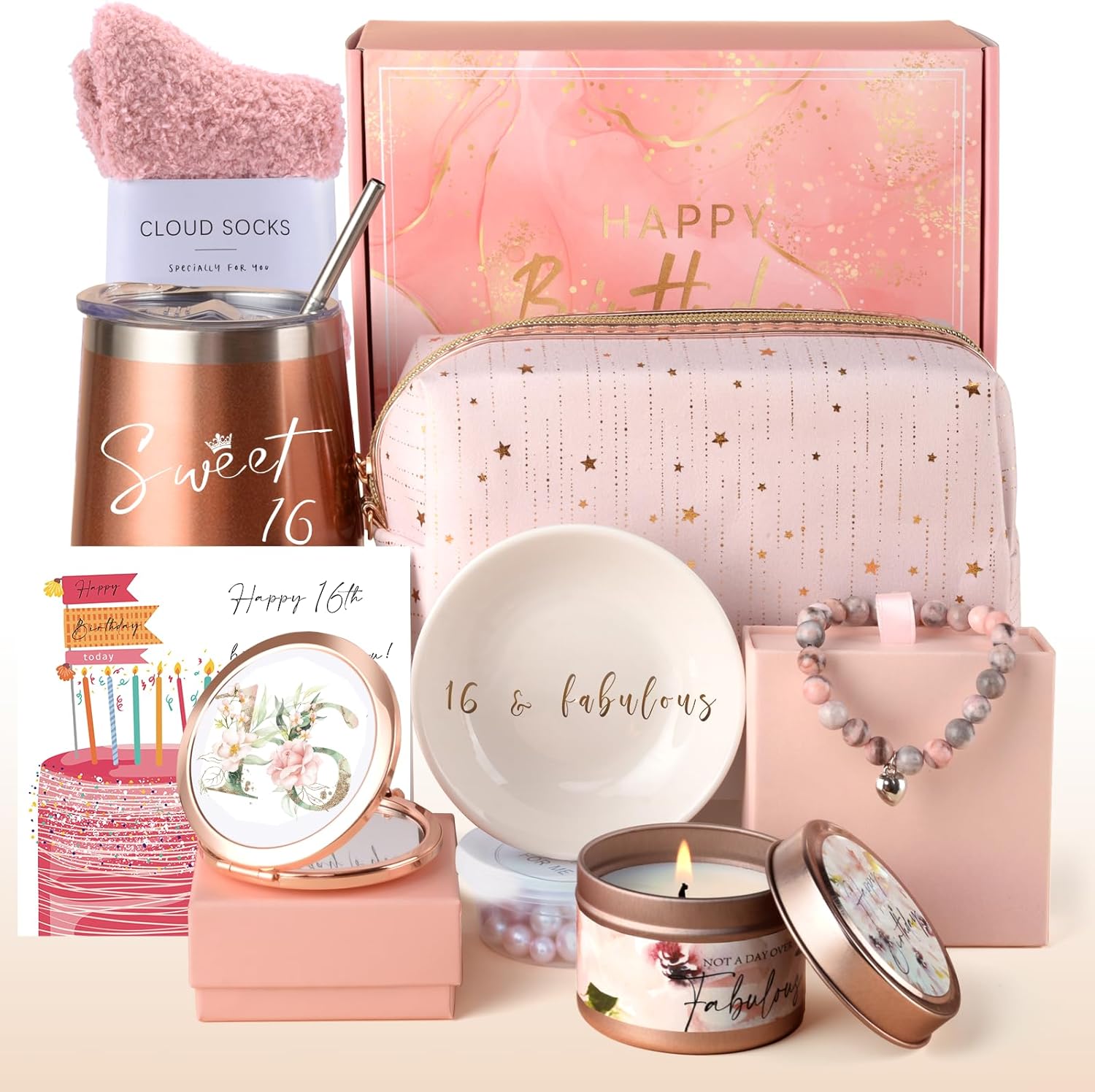 Anforsun 16th Birthday Gifts for Girls, Gifts for 16 Year Old Girl, Sweet Happy 16th Birthday for Girls Daughter, Niece, Granddaughter, Best Friends Female Sister Bestie