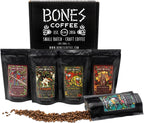 Bones Coffee Company NEW World Tour Sample Pack, Single-Origin Flavored Coffee Low Acid Medium Roast Arabica Beans Specialty Coffee Gifts Compatible Auto Drip and French Press, 4 oz Pack of 5 Ground