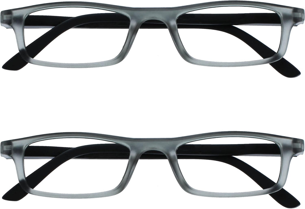 OPULIZE TED Reading Glasses for Women Men, Narrow Rectangular Matt Frame with Spring Hinges