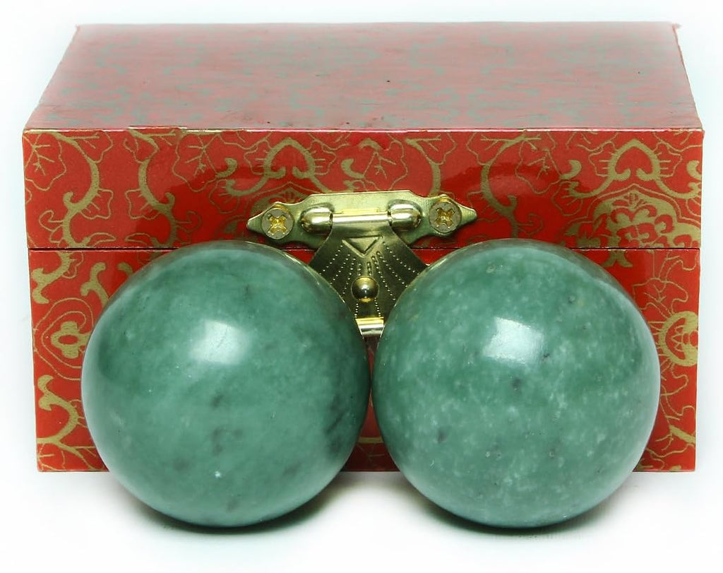 BRABUD 1.57" Marble Green Baoding Balls Chinese Health Exercise Massage Balls Stress Relieve Hand Exercise BS023