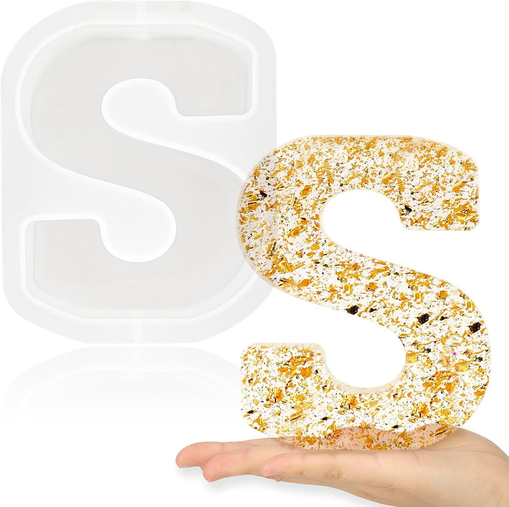 Gartful 7 Inch Large Letter Molds for Resin, 3D S Capital Alphabet Epoxy Resin Mold, A to Z Thick Resin Letter Molds for Making Letters, Word Sign Art, DIY Crafts, Making Cake, Party Home Decor