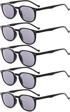 Eyekepper 5-Pack Spring Hinges Reading Glasses Sunshine Readers Grey Lens +1.0