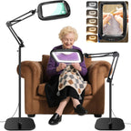 30X 10X Extra Large Floor Magnifying Glass with Light and Stand,7-inch Adjustable Height Floor Magnifying Lamp,2 in 1 Lighted Magnifiers for Close Work, Sewing,Crafts,Hobbies,Reading,Black