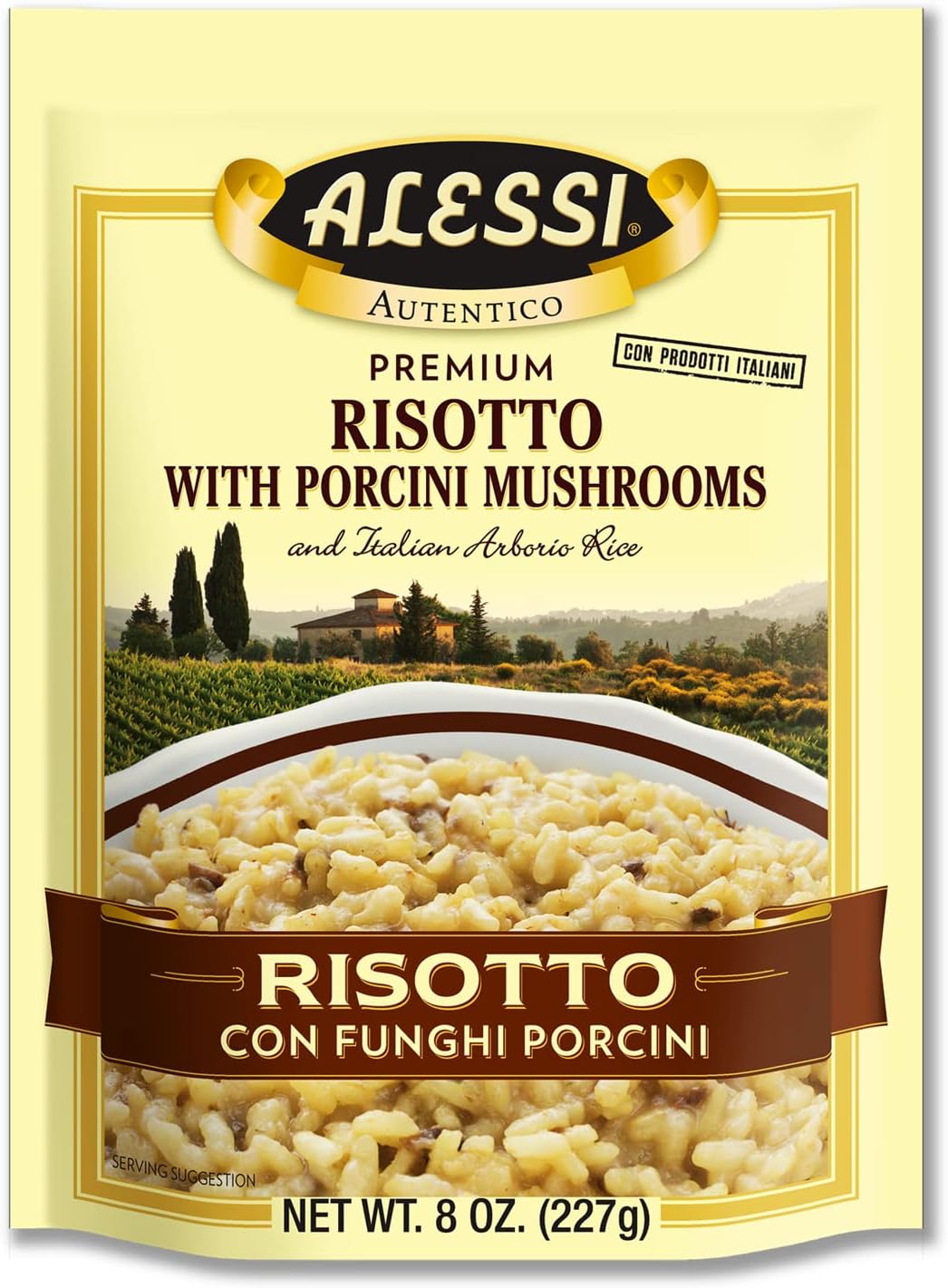 Alessi Autentico, Premium Seasoned Risotto, Italian Arborio Rice, Easy to Prepare, 8oz (Porcini Mushroom, Pack of 6)