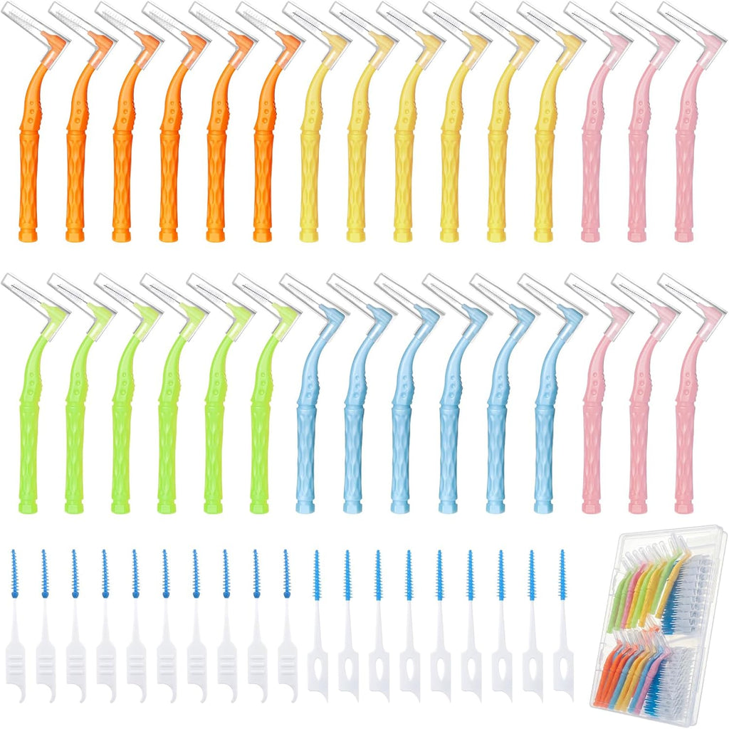 230 PCS Braces Brush, interdental Brushes Between Teeth Soft Dental Floss Picks Toothpicks Dental Brush Braces Flossers for Braces Cleaning Kit Tooth Cleaner Tool with case(Bright Colors)