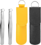 2PCS Nose Hair Trimming Tweezers, Universal Nasal Clippers for Men and Women, Silver Stainless Steel Nose Hair Clippers, Nose-Hair Trimmer with Leather Case for Ear-Hair, Eyebrows and Body-Hair