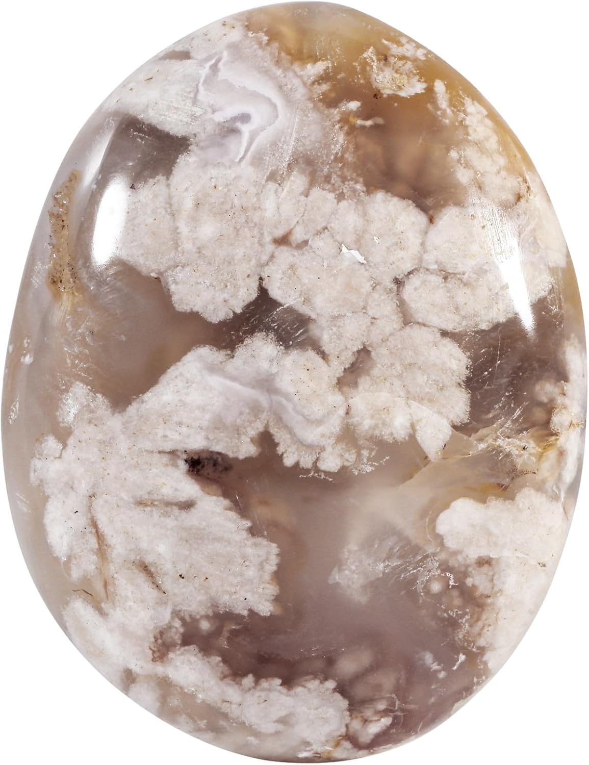 mookaitedecor Polished Cherry Blossom Agate Worry Stone Pocket Palm Stones Crystal Healing Gemstone Home Decor, Irregular Shape,1.96-3.14 Inch