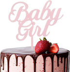Pink Baby Girl Cake Topper Acrylic Baby Shower Cake Decor for Gender Reveal Welcome Baby Girl Birthday Cake Party Decorations Supplies