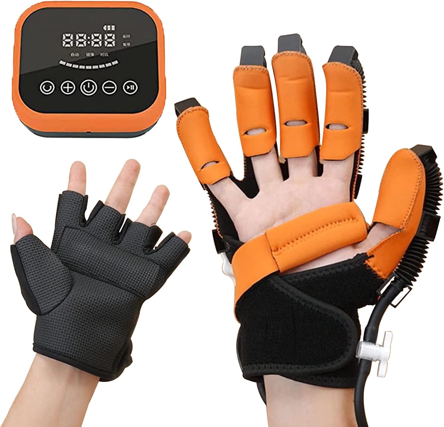 Rehabilitation Robot Gloves, Rechargeable Stroke Hemiplegia Finger Rehabilitation Trainer for Hand Function Recovery, with Single Finger Training, Finger Training Rehab Orthotics,RightHand L