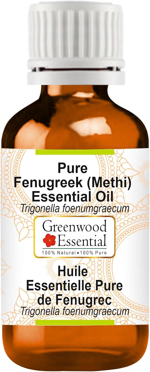 Greenwood Essential Pure Fenugreek(Methi) Essential Oil (Trigonella foenumgraecum) Steam Distilled 15ml (0.50 oz)