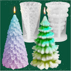 3D Christmas Tree Candle Mold, 2 Pcs Silicone Mold for Candle Making, Xmas Handmade Candle Making Mould, DIY Craft Resin Mold for Fondant Cake, Aromatherapy Candle, Chocolate, Soap, Candy