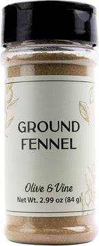 Olive & Vine Ground Fennel, Aromatic Spice, Seasoning for Sausages, Curries, and Baked Goods, with Rich Tradition, Authentic Taste, For Global Recipes (3 Ounce)