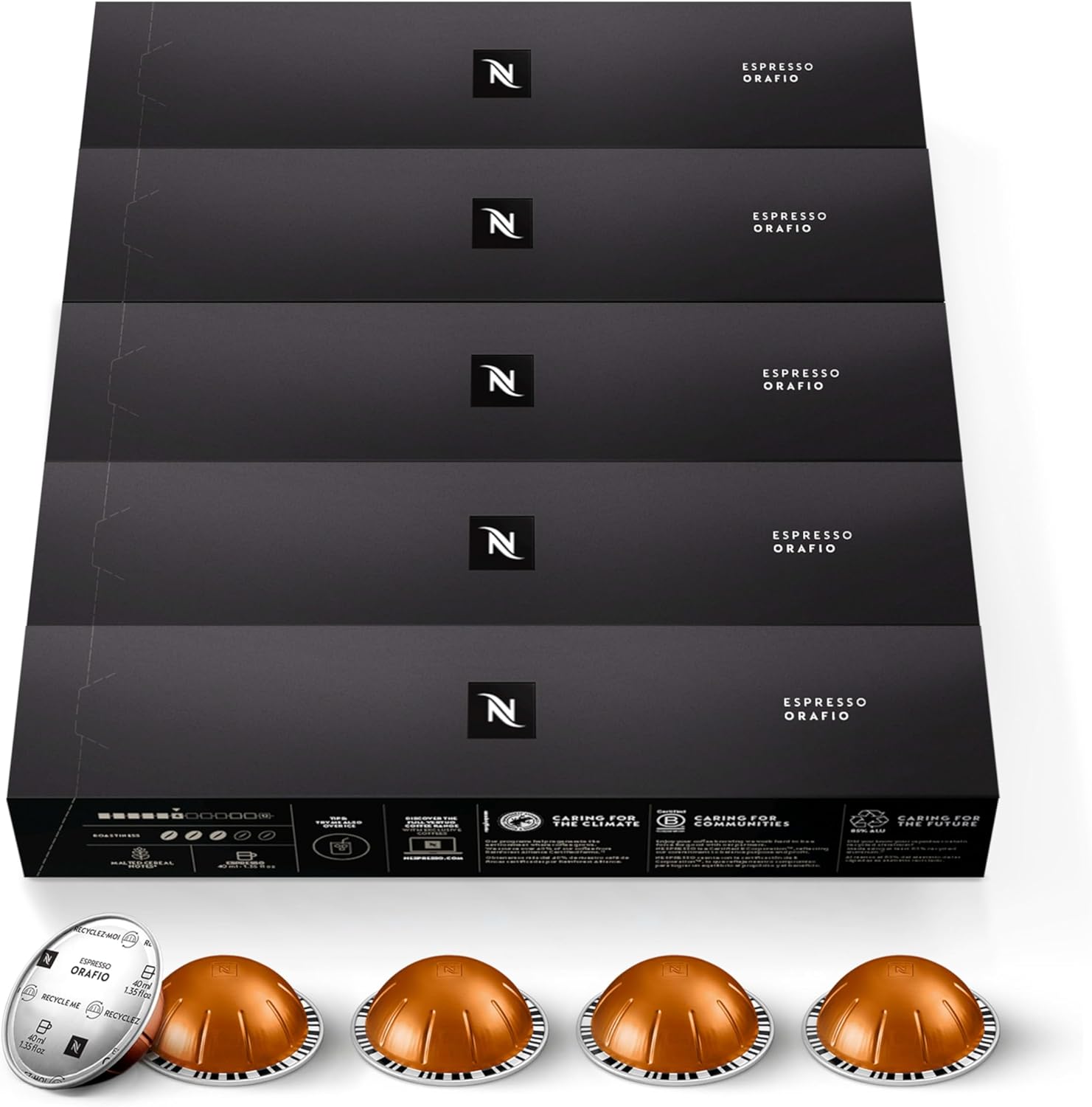 Nespresso Vertuo Orafio, Medium Roast Espresso Coffee capsules, 50 Pack
