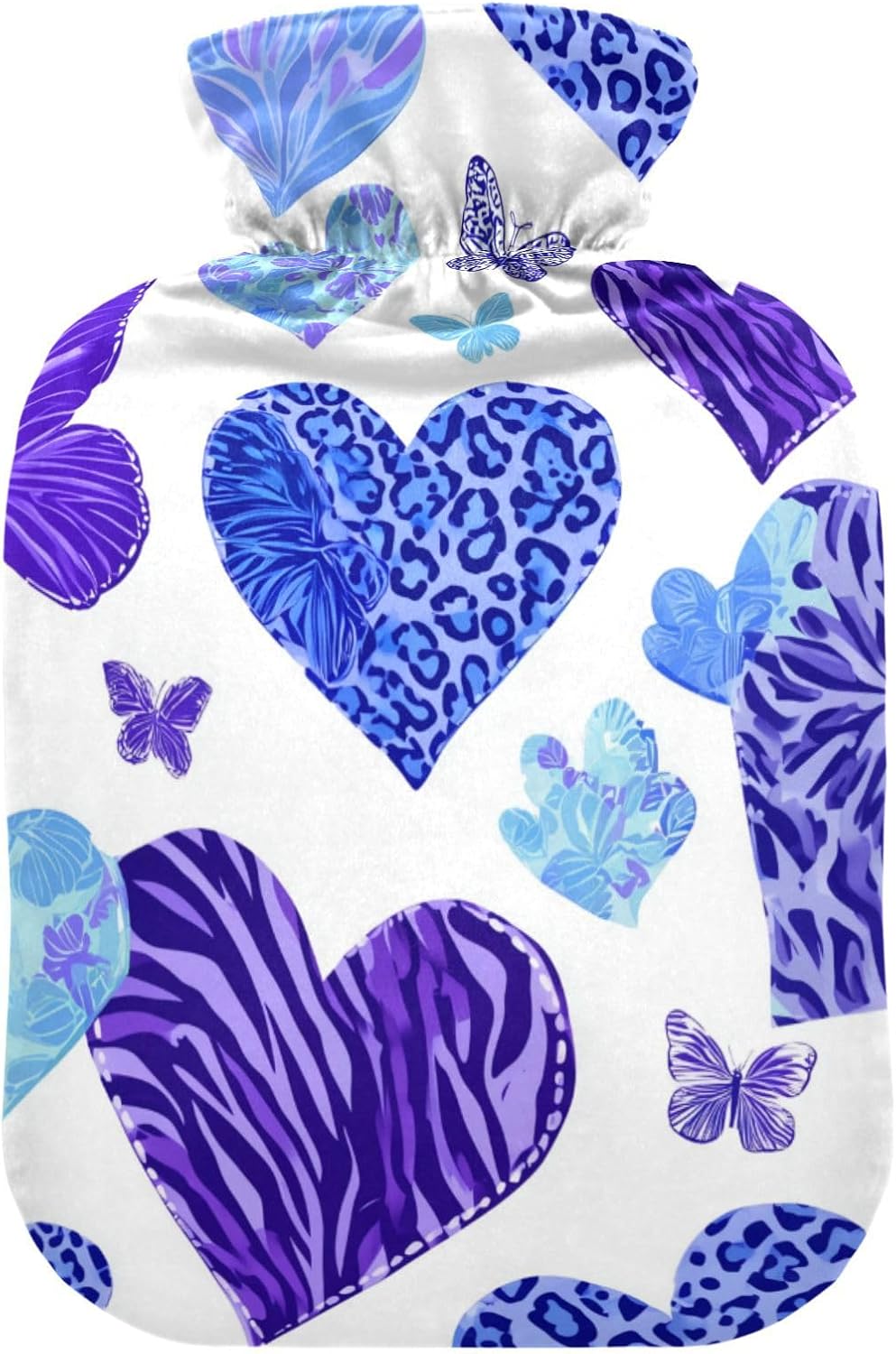 OTVEE Blue Heart Art Hot Water Bottle with Cover, BPA Free PVC 2L Large Hot Water Bag for Pain Relief Menstrual Cramp Sore Muscles Hot and Cold Compress Therapy