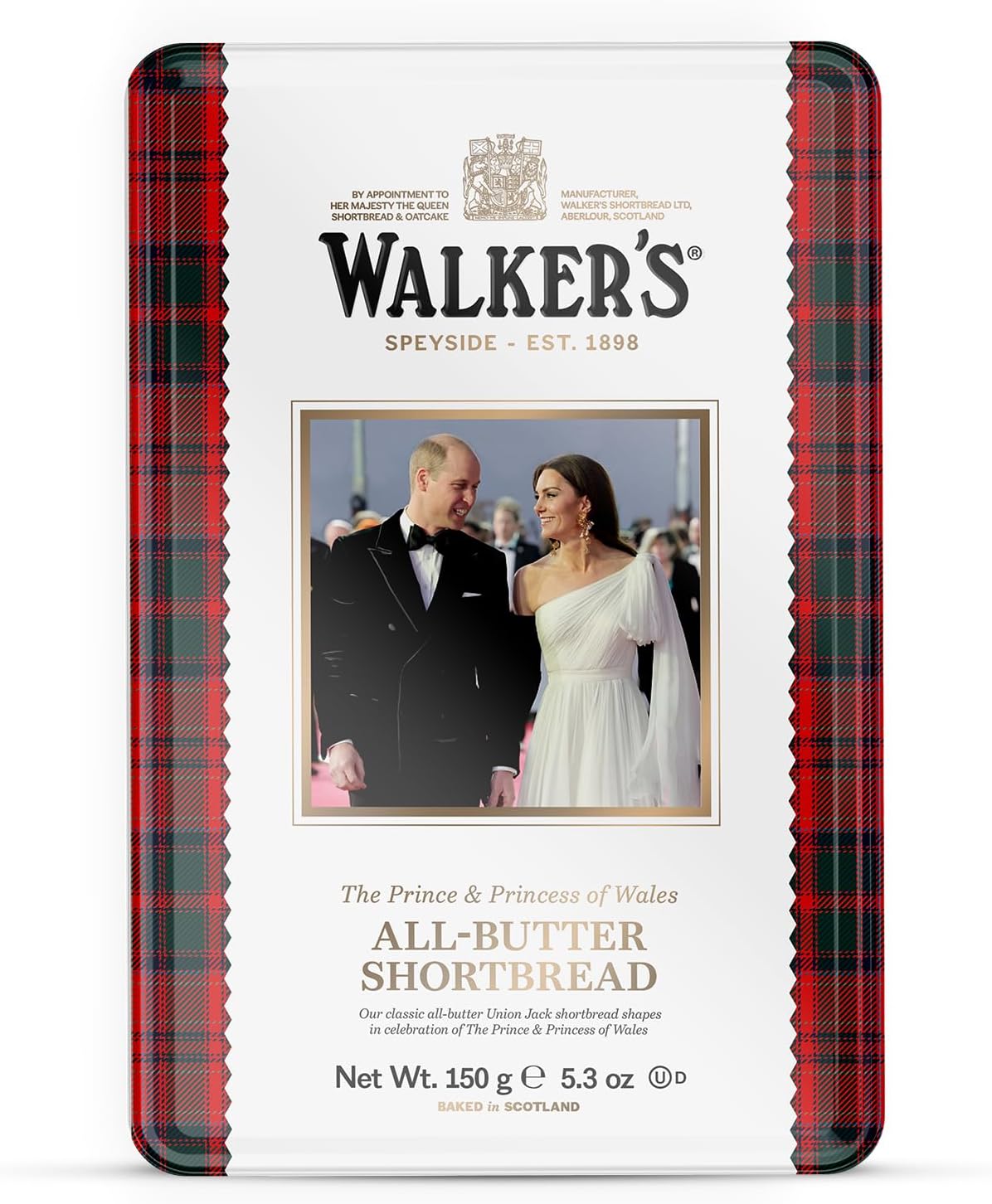 Walker's Shortbread The Prince & Princess of Wales Limited Edition Tin, All-Butter Shortbread Cookies, 5.3 Oz