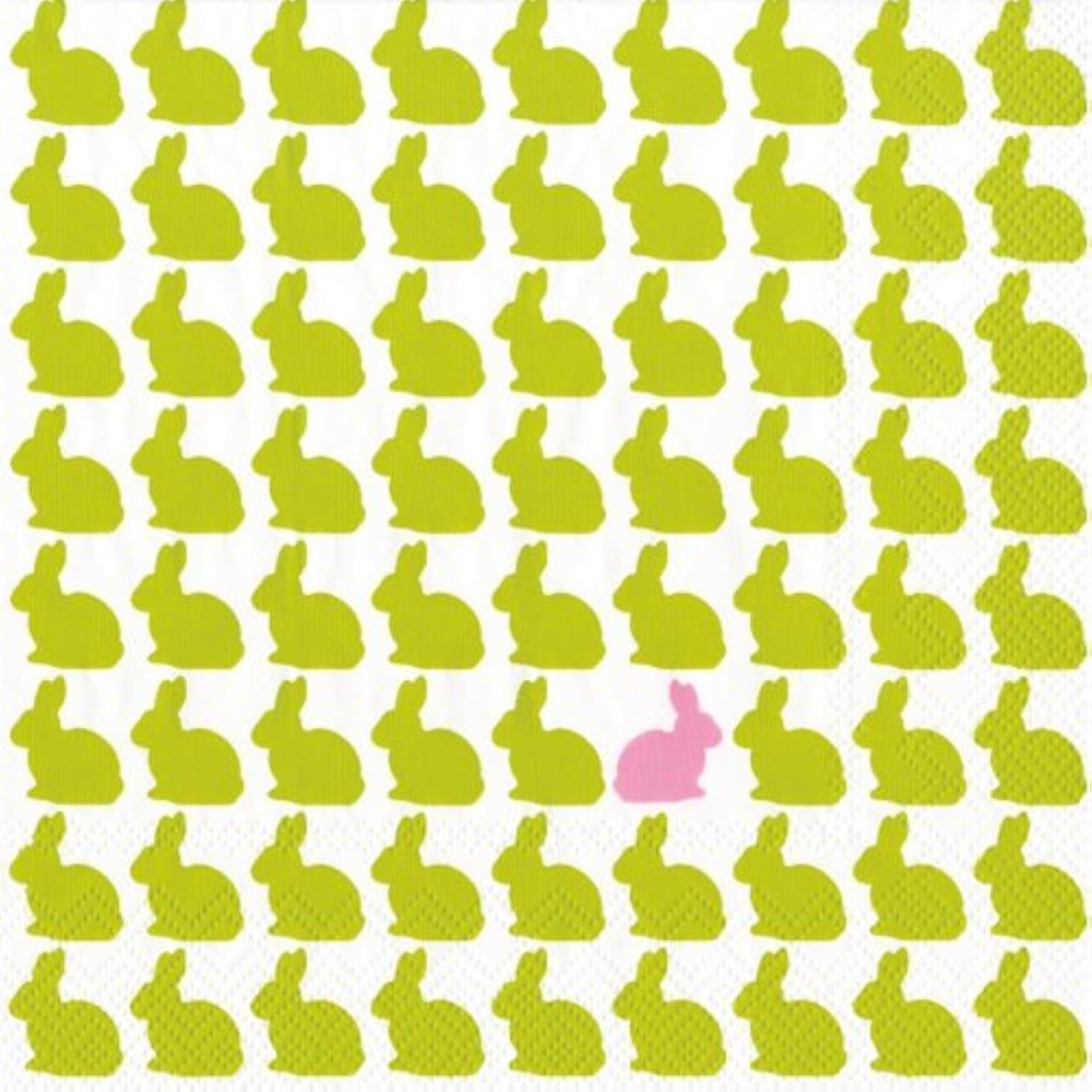 IHR Ideal Home Range Cocktail Napkins Disposable 3-Ply Paper Party Napkin Pack, 5" x 5", Bunny Parade (Lime), 20-Count