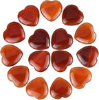 Marrywindix 15 Packs 0.8 Inch Healing Crystal Natural Red Agate Heart Love Carved Palm Worry Stone Chakra Reiki Balancing