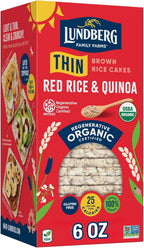 Lundberg Organic Thin Stackers, Red Rice & Quinoa, Salt-Free, Thin Multigrain Rice Cakes, Gluten-Free, Vegan, Healthy Snacks, 6 oz (Pack of 1)