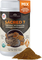 Naturealm Sacred 7 Organic Mushroom Powder Supplement | 60-Day Supply | 7-in-1 Blend with Lions Mane, Reishi, Chaga | Brain & Immune Support | 100% Fruiting Bodies for Coffee & Smoothies
