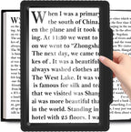 5X Full-Page Magnifying Glass for Reading, Black, Lightweight, 5.7" x 8" Viewing Area, 5X Magnification, Optical-Grade Lenses