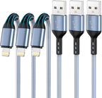 iPhone Charger 3pack 10FT Apple MFi Certified Nylon Braided Lightning Cable Fast Charging Long USB Charging Cable High Speed Transfer Cord for iPhone 14 13/12/11 Pro Max/XS MAX/XR/XS/X/8/7/Plus/6S