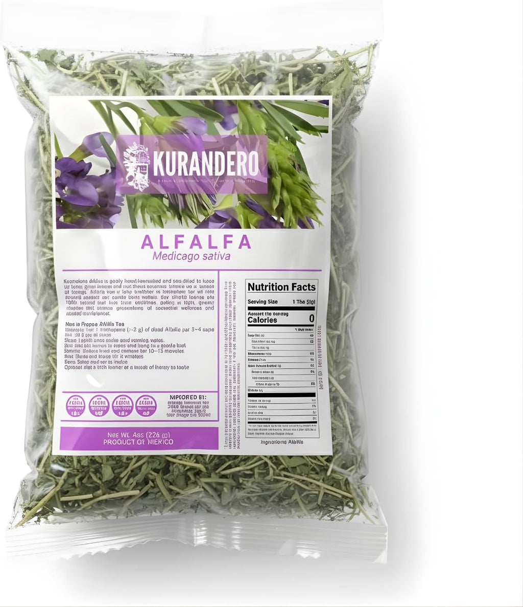 KURANDERO Alfalfa Herbal Tea – 4 oz (113g) – 100% Natural Hojas de Alfalfa – Traditional Loose Leaf Tea from Mexico – Caffeine-Free, Vegan, Farm-Grown