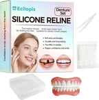 Temporary Dentures for Women and Men - Moldable Silicone False Teeth, Upper & Lower Veneers Set for At-Home Smile Fix (Natural)