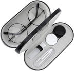 MoKo Double Eyeglass Case, Contact Lens Case with Mirror Tweezers Remover, 2 in 1 Double Sided Portable Contact Lens Box Holder Container Soak Storage Kit Sunglasses Pouch for Men & Women, Black