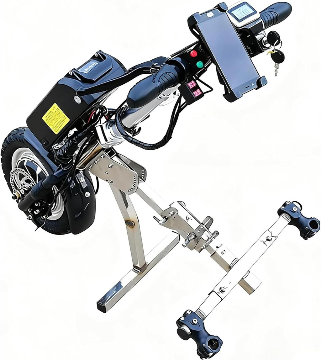 500w Electric Handcycle Wheelchair Attachment, 17Ah 48V Battery, Range 65km, Wheelchair Pull Device, Wheelchair Conversion Kit with Front Light and Shock Absorber B