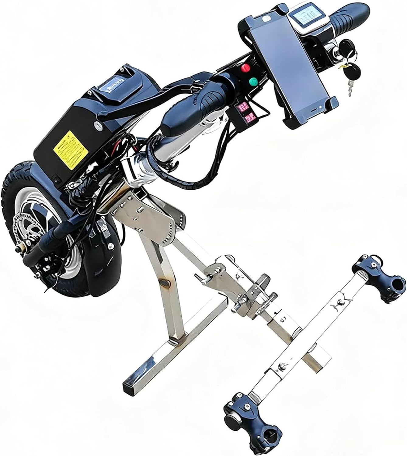 500w Electric Handcycle Wheelchair Attachment, 17Ah 48V Battery, Range 65km, Wheelchair Pull Device, Wheelchair Conversion Kit with Front Light and Shock Absorber B