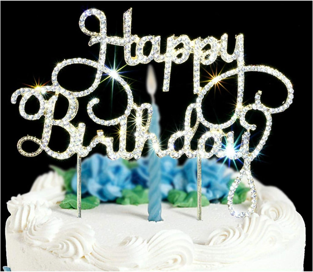 Scotamalone Happy birthday Cake TopperPremium Bling Rhinestone Diamond Gems