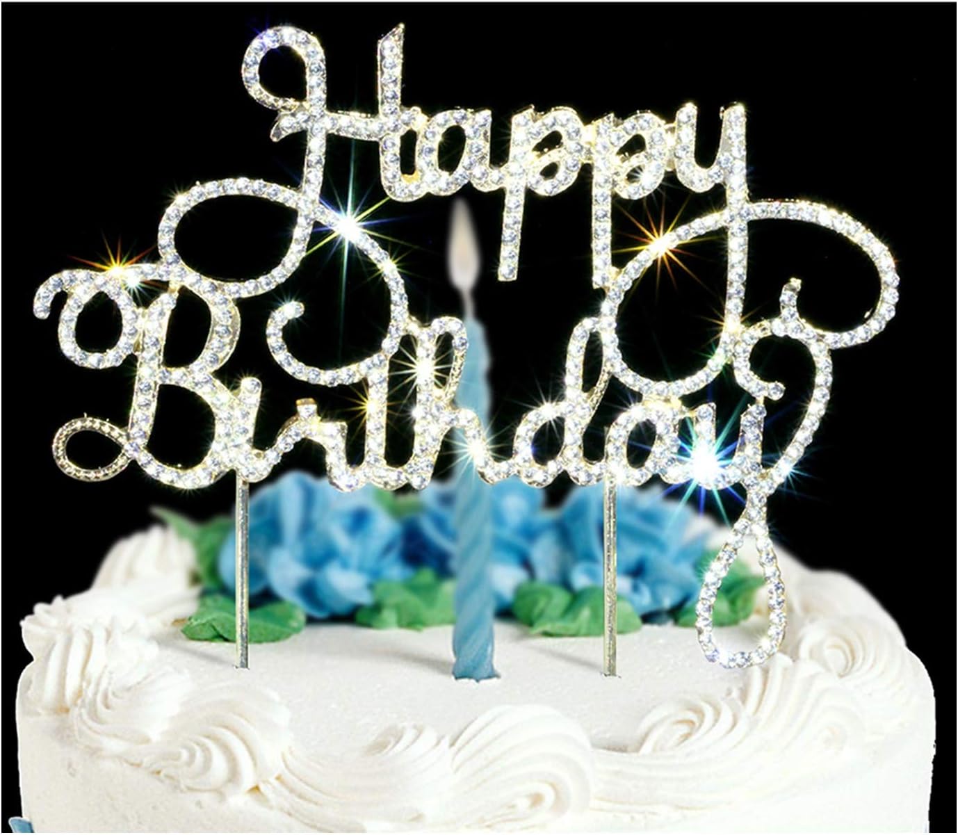 Scotamalone Happy birthday Cake TopperPremium Bling Rhinestone Diamond Gems