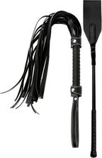 RIDIN Leather Crop 18" Whip 33" Set Riding Crop for Horse Play Faux Leather Black Whip