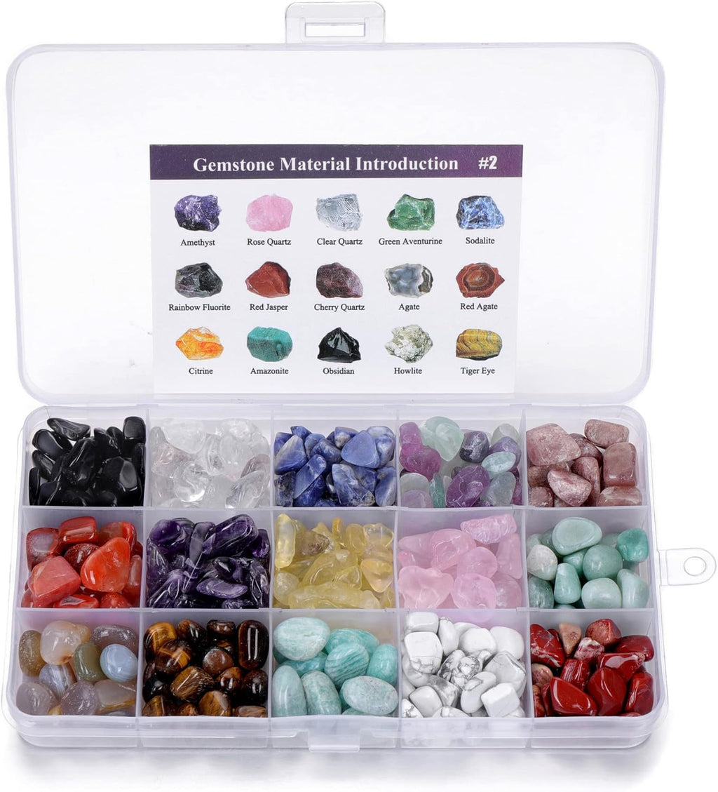 CrystalTears Assorted Healing Stones Crystals Bulk Tumbled Polished Stone Chips Natural Chakra Quartz Crystal Gemstones for Reiki Meditation Therapy Beginners Home Decor Christmas Gift