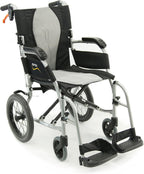 Karman S-2512 18 lbs Ultra Lightweight Ergonomic Wheelchair 18" Seat with Removable Footrest in Silver