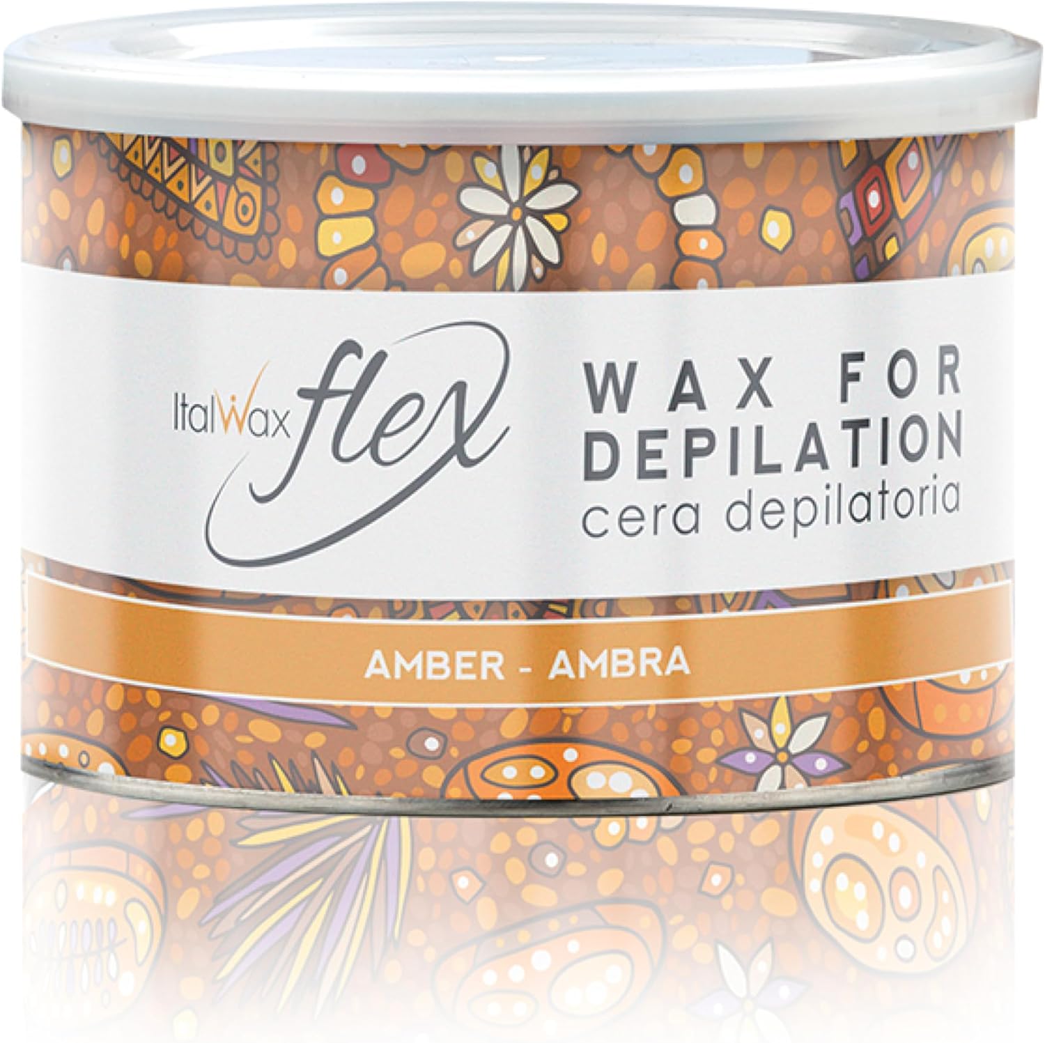 Italwax Flex Amber - 397g / 14oz - Soft wax for hair removal - Unscented - Liposoluble syntetic formulation - Ideal for waxing all body area