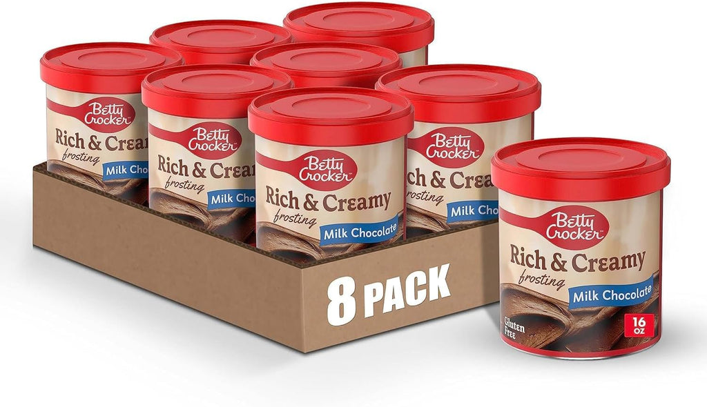 Betty Crocker Rich and Creamy Milk Chocolate Frosting, Gluten Free, 16 oz (Pack of 8)